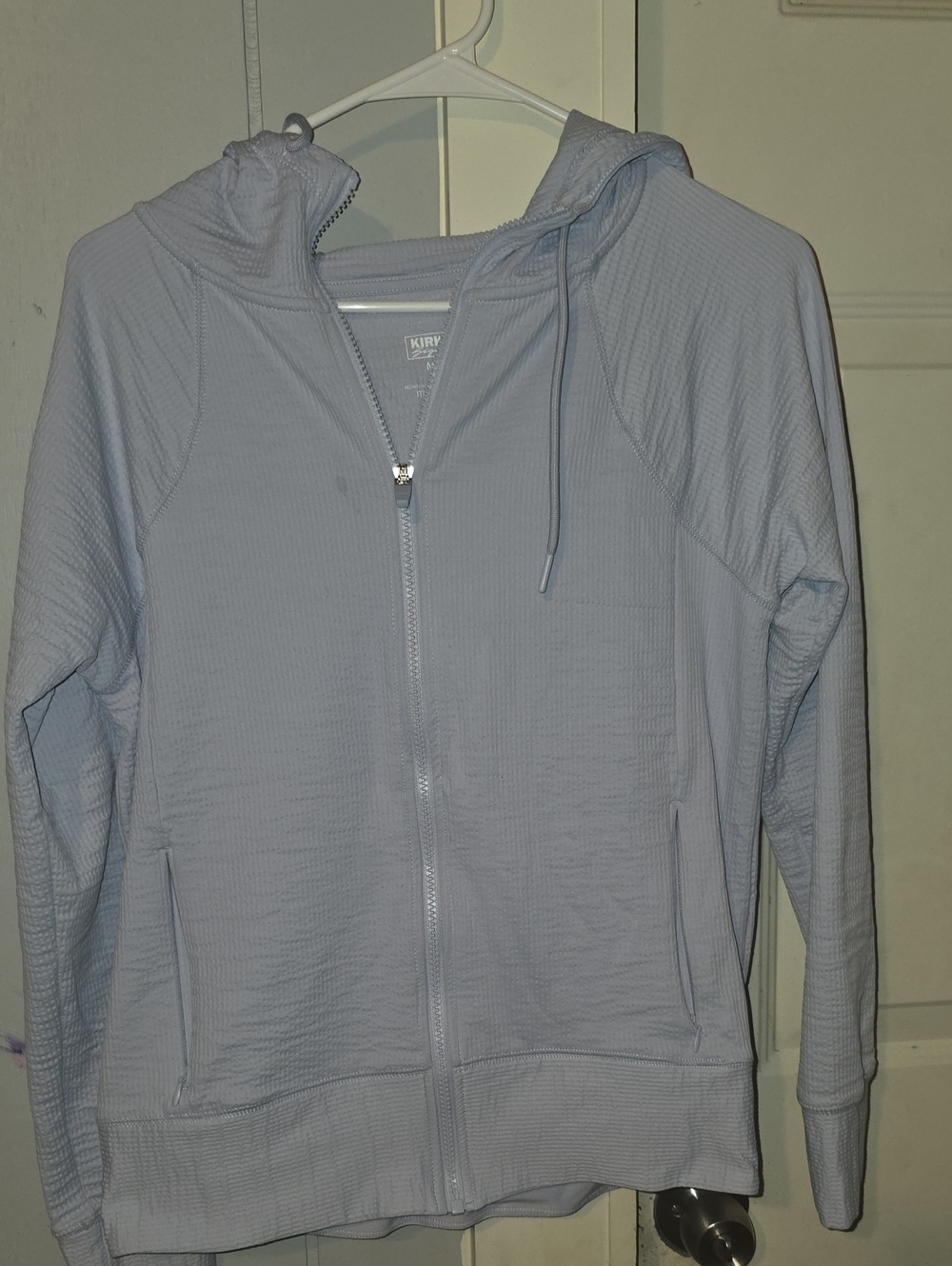 Kirkland Signature Light Blue Hooded Zip-Up Bomber Jacket
